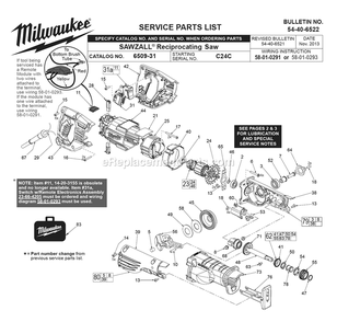 Page A Diagram and Parts List for 6509-31 C24C Milwaukee Circular Saw