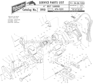 Part Location Diagram of 44-52-0140 Milwaukee Base Plate Pad