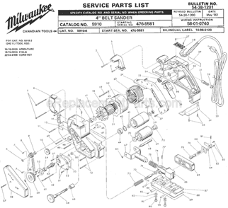 Page A Diagram and Parts List for 5910 SER 476-5581 Milwaukee Sander Polisher