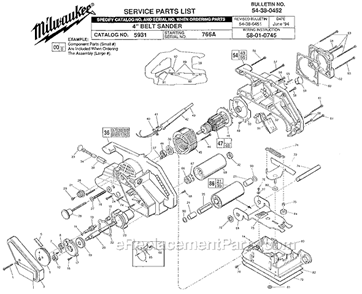 Page A Diagram and Parts List for 5931 SER 766A Milwaukee Sander Polisher
