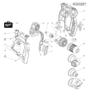 Fig-0 Diagram and Parts List for 2505-20 K81A Milwaukee Electric Drill