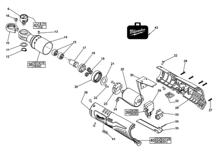 Fig-0 Diagram and Parts List for 2456-059 E10A Milwaukee Cordless Drill