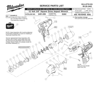Fig-0 Diagram and Parts List for 2451-059 D28C Milwaukee Impact Driver