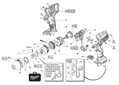 Fig-0 Diagram and Parts List for 2655-059 F22C Milwaukee Impact Driver