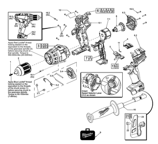 Fig-0 Diagram and Parts List for 2603-059 F18A Milwaukee Electric Drill