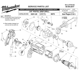 Fig-0 Diagram and Parts List for 0201-20 067C Milwaukee Electric Drill