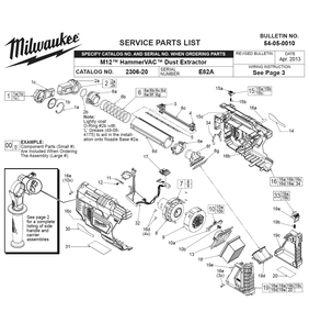 Fig-0 Diagram and Parts List for 2306-22 E82A Milwaukee Dust Collector