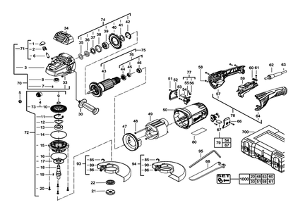 Fig-0 Diagram and Parts List for 6086-30M F07A Milwaukee Angle Grinder