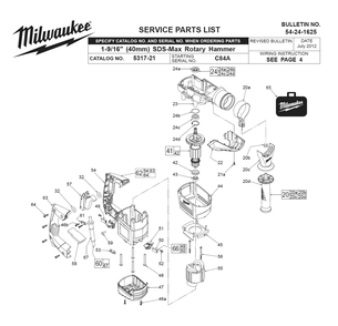 Fig-0 Diagram and Parts List for 5317-21 C84A Milwaukee Hammer Drill