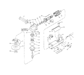 5-Inch D.I. Sander-Grinder Diagram and Parts List for 6141-30 763C Milwaukee Sander Grinder