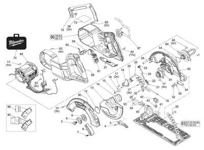 Fig-0 Diagram and Parts List for 2830-20 K43A Milwaukee Circular Saw