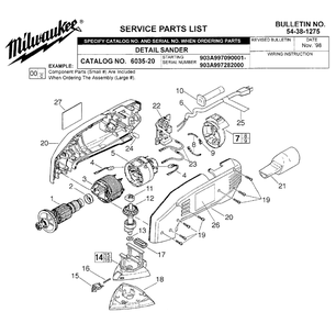 Fig-0 Diagram and Parts List for 6035-20 997282000 Milwaukee Sander Polisher