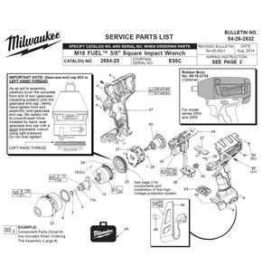 Fig-0 Diagram and Parts List for 2654-20 E55C Milwaukee Impact Driver