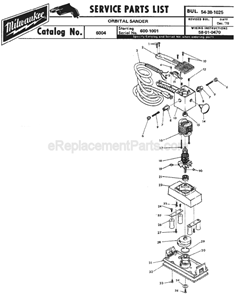 Page A Diagram and Parts List for 6004 SER 600-1001 Milwaukee Sander Polisher