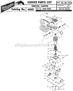Page A Diagram and Parts List for 6005 SER 544-1001 Milwaukee Sander Polisher