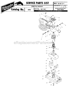 Page A Diagram and Parts List for 6006 SER 601-1001 Milwaukee Sander Polisher