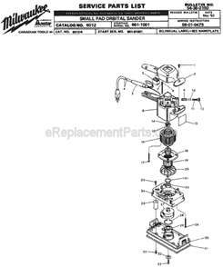 Page A Diagram and Parts List for 6012 SER 661-1001 Milwaukee Sander Polisher