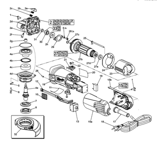 Fig-0 Diagram and Parts List for 6148-59 C42C Milwaukee Angle Grinder