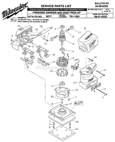 Page A Diagram and Parts List for 6017 SER 781-1001 Milwaukee Sander Polisher