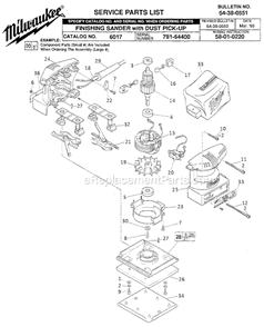 Page A Diagram and Parts List for 6017 SER 781-64400 Milwaukee Sander Polisher