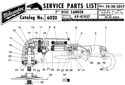 Part Location Diagram of 49-40-0120 Milwaukee Disc Nut (5/8-11 Thread)