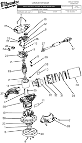 Page A Diagram and Parts List for 6021-21 SER B19A Milwaukee Orbital or Palm Sander