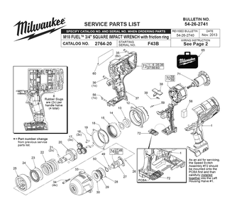 Fig-0 Diagram and Parts List for 2764-20 F43B Milwaukee Impact Driver