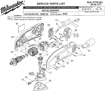 Page A Diagram and Parts List for 6035-20 SER 903B Milwaukee Sander Polisher