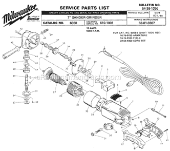 Page A Diagram and Parts List for 6058 SER 651-6401 Milwaukee Sander Polisher