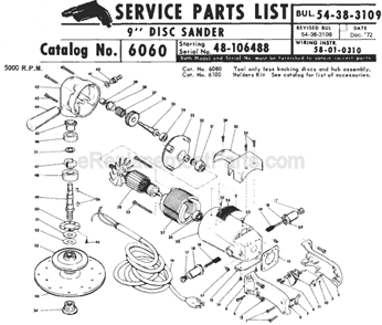Page A Diagram and Parts List for 6060 SER 48-106488 Milwaukee Sander Polisher