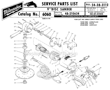 Page A Diagram and Parts List for 6060 SER 48-210634 Milwaukee Sander Polisher