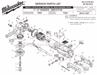 Page A Diagram and Parts List for 6065 SER 752B Milwaukee Sander Polisher