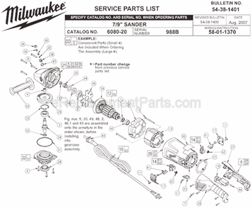 Page A Diagram and Parts List for 6080-20 SER 988B Milwaukee Sander Polisher