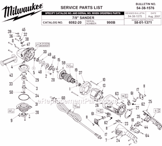 Page A Diagram and Parts List for 6082-20 SER 990B Milwaukee Sander Polisher