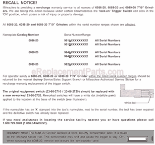 Page C Diagram and Parts List for 6086-20 SER 991B Milwaukee Sander Grinder