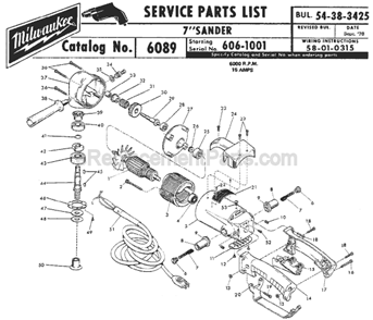 Part Location Diagram of 31-44-0540 Milwaukee Right Handle Half