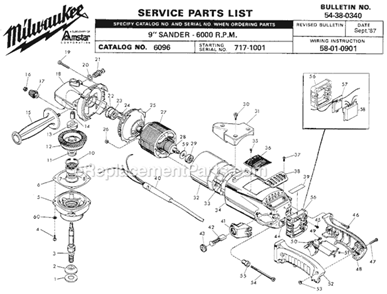Part Location Diagram of 45-08-0330 Milwaukee Table Shaft