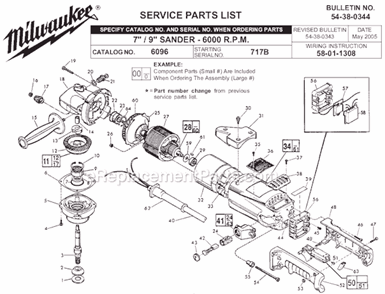 Page A Diagram and Parts List for 6096 SER 717B Milwaukee Sander Polisher