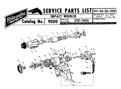 Fig-0 Diagram and Parts List for 9000 320-1400 Milwaukee Impact Driver