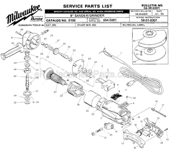 Page A Diagram and Parts List for 6106 SER 654-5001 Milwaukee Sander Polisher