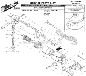Page A Diagram and Parts List for 6108 SER 655-1001 Milwaukee Sander Polisher