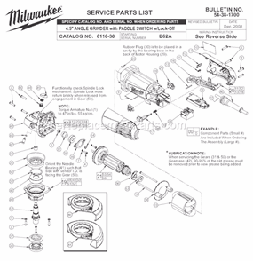 Part Location Diagram of 38-50-1280 Milwaukee Spindle