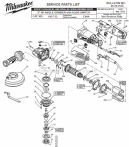 Page A Diagram and Parts List for 6117-33 C94A Milwaukee Angle Grinder