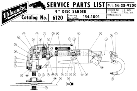 Page A Diagram and Parts List for 6120 SER 154-1001 Milwaukee Sander Polisher