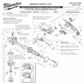 Page A Diagram and Parts List for 6123-30 SER B67A Milwaukee Sander Grinder