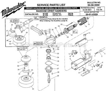 Page A Diagram and Parts List for 6126 SER 788A Milwaukee Sander Polisher