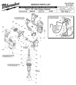 Fig-0 Diagram and Parts List for 2605-22 D14B Milwaukee Hammer Drill