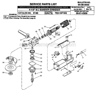 Page A Diagram and Parts List for 6140 SER 762-197163 Milwaukee Sander Grinder