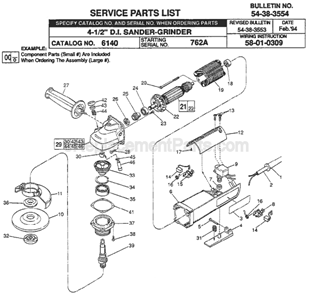 Page A Diagram and Parts List for 6140 SER 762A Milwaukee Sander Polisher