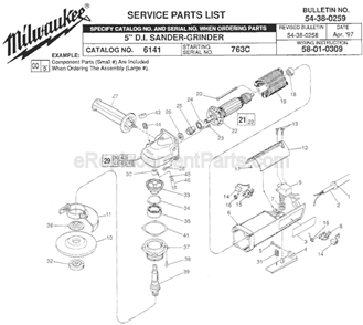 Page A Diagram and Parts List for 6141 SER 763C Milwaukee Sander Polisher